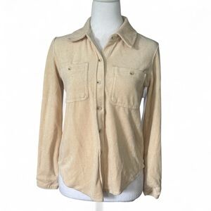 Mixed Treads Beige Women's Button-Up Sweatshirt XSmall